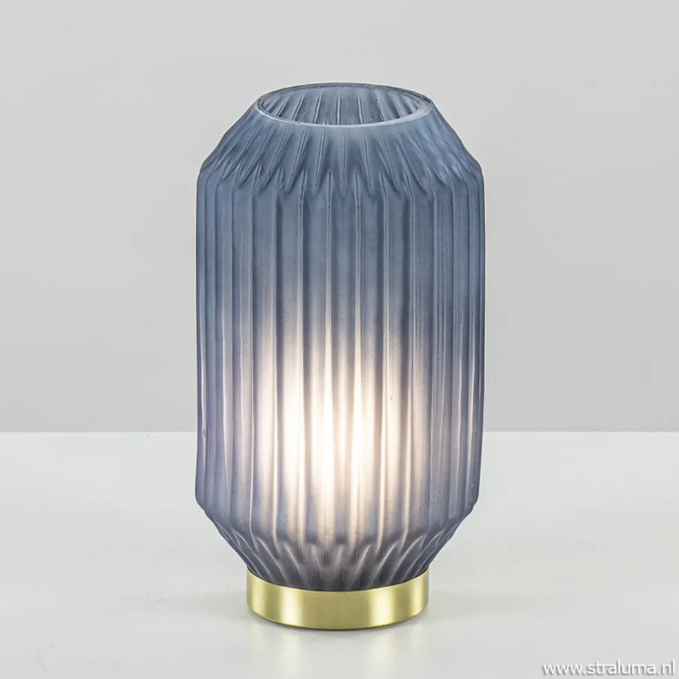 Sale Straluma Tafellamp Ivot op batterij mat blauw groot