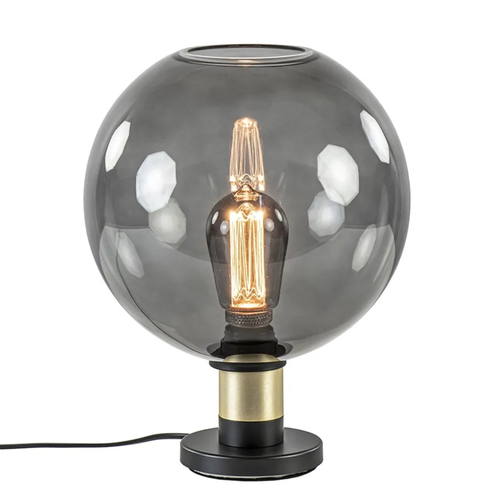 Shop Straluma Tafellamp Lazise 25cm zwart/smoke/goud