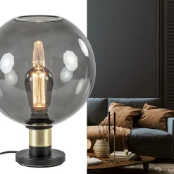 Shop Straluma Tafellamp Lazise 25cm zwart/smoke/goud