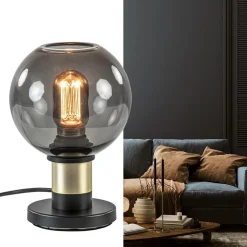 Discount Straluma Tafellamp Lazise 15cm zwart/smoke/goud