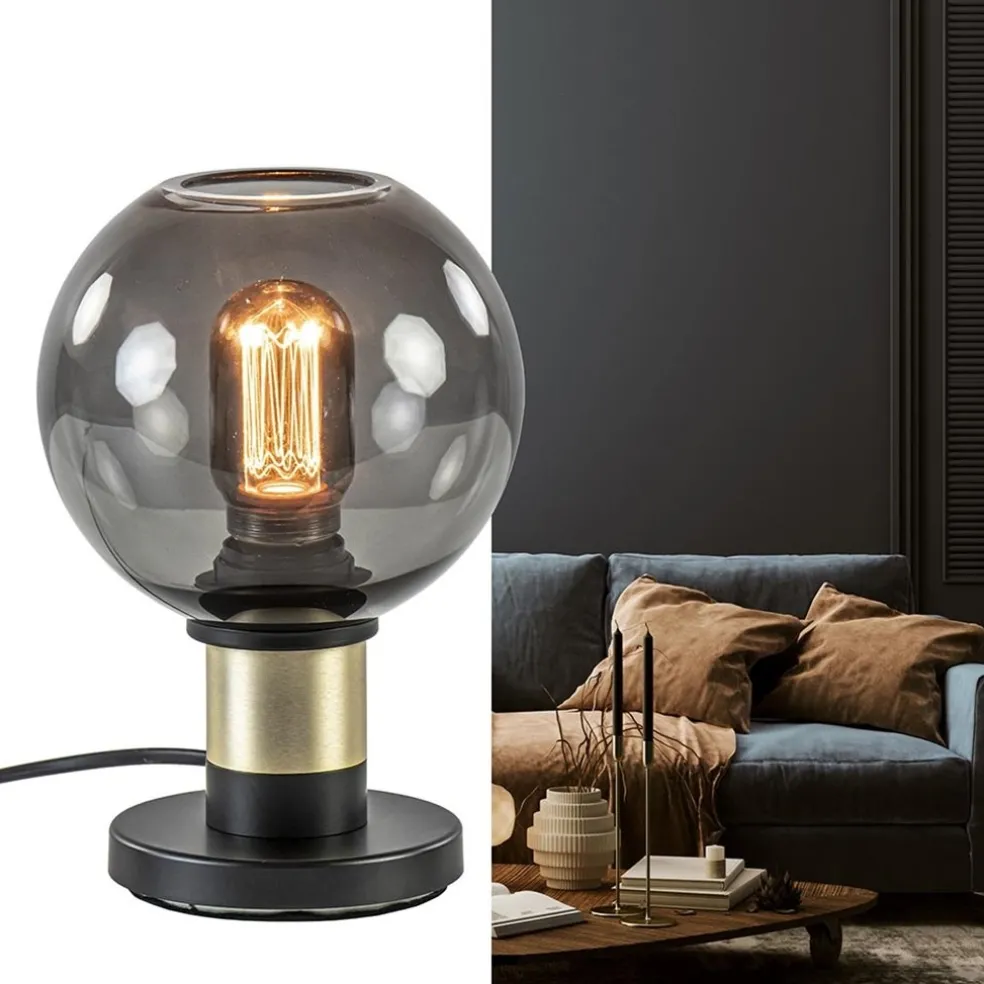 Discount Straluma Tafellamp Lazise 15cm zwart/smoke/goud