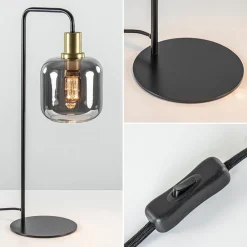 Best Sale Straluma Tafellamp Lekar zwart/brons met smoke glazen kap