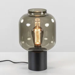 Outlet Straluma Tafellamp Lett zwart + smoke glas 20cm