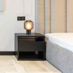 Outlet Straluma Tafellamp Lett zwart met mat smoke glas