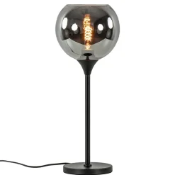 Discount Straluma Tafellamp mat zwart met 20 cm smoke glazen bol