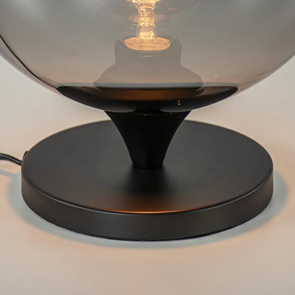 Online Straluma Tafellamp mat zwart met smoke glas 25 cm
