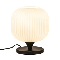 New Straluma Tafellamp mat zwart met wit glas