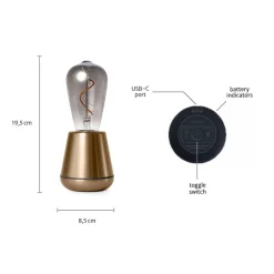 Outlet Straluma Tafellamp met oplaadbare batterij goud/smoke dimbaar