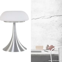Clearance Straluma Tafellamp Purissima staal met opaal glas