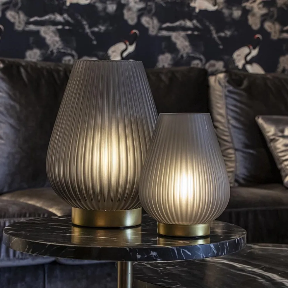 Shop Straluma Tafellamp Tajera op batterij mat grijs/goud