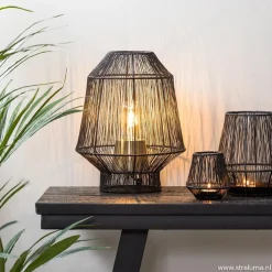 Clearance Straluma Tafellamp Vitora mat zwart met bronzen fitting