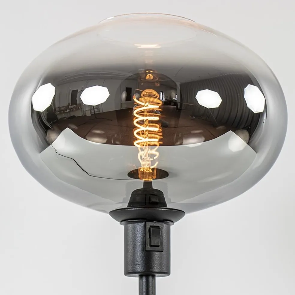 Outlet Straluma Tafellamp zwart met glazen kap smoke/helder gradient