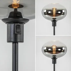 Outlet Straluma Tafellamp zwart met glazen kap smoke/helder gradient