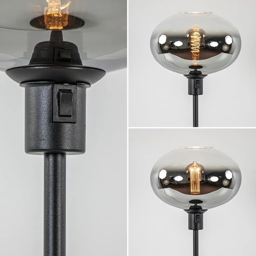 Outlet Straluma Tafellamp zwart met glazen kap smoke/helder gradient