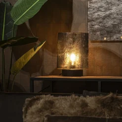New Straluma Tafellamp zwart met robuuste glazen kap