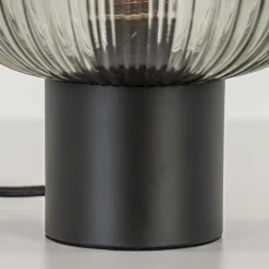 Best Straluma Tafellamp zwart met ronde smoke glazen kap