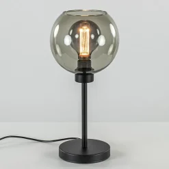Store Straluma Tafellamp zwart met smoke glazen bol