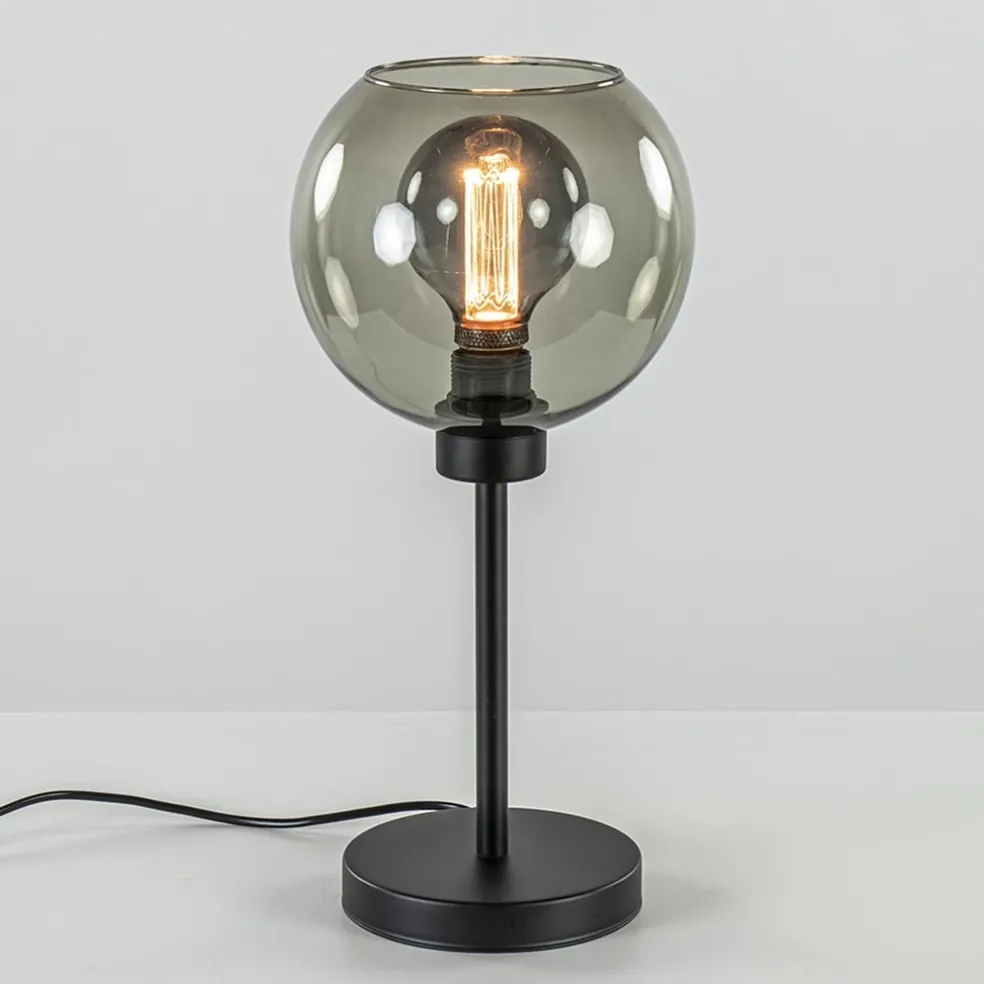 Store Straluma Tafellamp zwart met smoke glazen bol