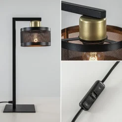 Shop Straluma Tafellamp zwart/goud met ronde kap
