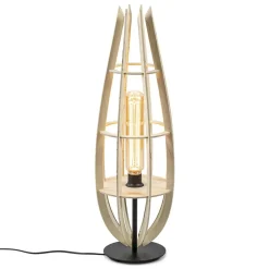 Online Straluma Tafellamp/vloerlamp naturel houten kap met zwart