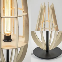 Online Straluma Tafellamp/vloerlamp naturel houten kap met zwart