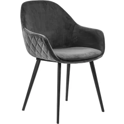 Hot Straluma Trendy armstoel velvet grey met zwart metalen poot