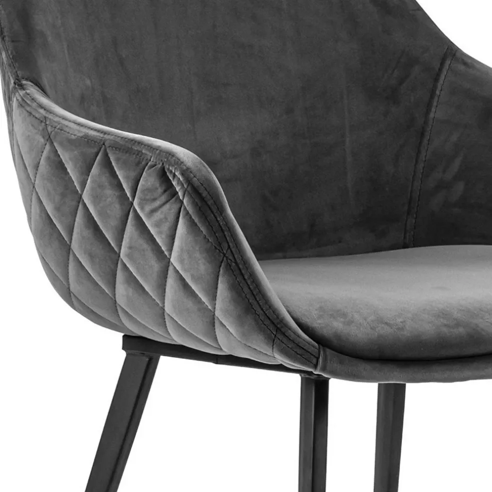 Hot Straluma Trendy armstoel velvet grey met zwart metalen poot