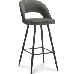 Fashion Straluma Trendy barkruk velours met zwart metalen poot