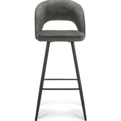 Fashion Straluma Trendy barkruk velours met zwart metalen poot