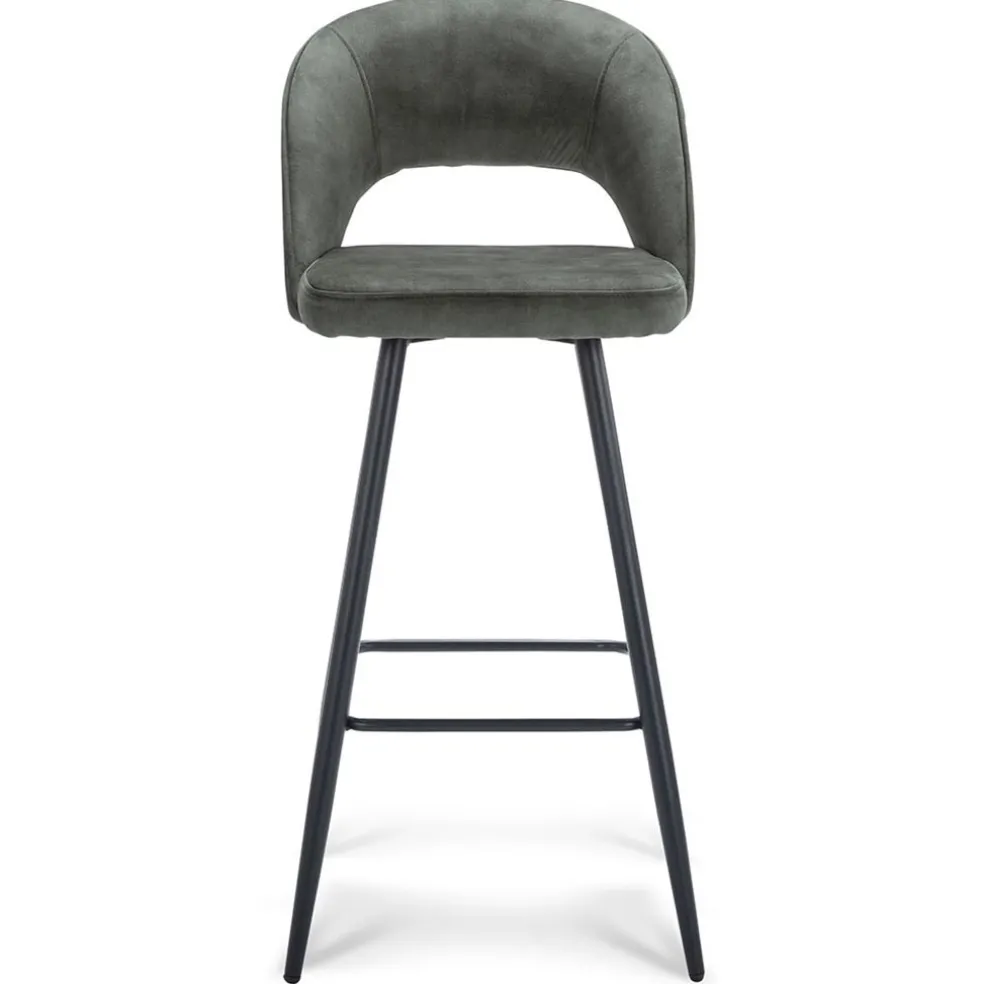 Fashion Straluma Trendy barkruk velours met zwart metalen poot