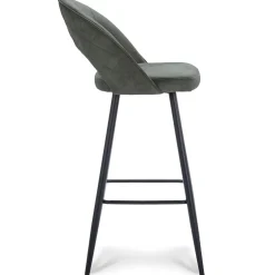 Fashion Straluma Trendy barkruk velours met zwart metalen poot