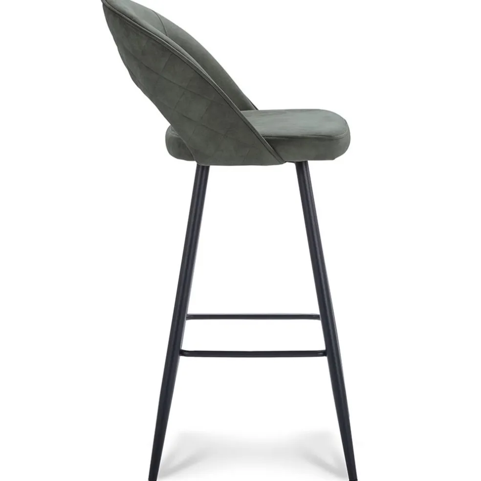 Fashion Straluma Trendy barkruk velours met zwart metalen poot