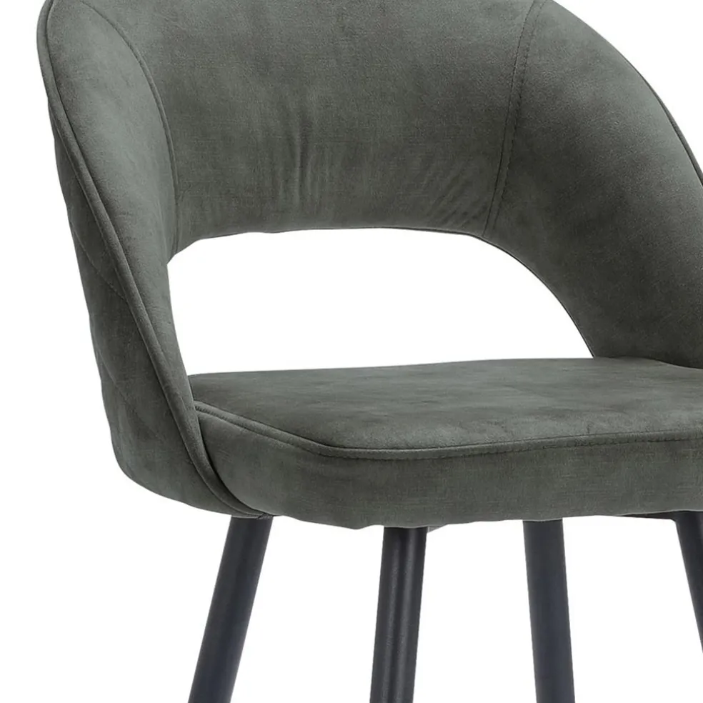 Fashion Straluma Trendy barkruk velours met zwart metalen poot