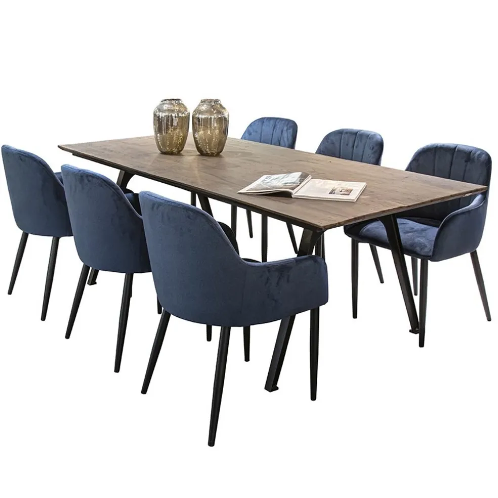 Hot Straluma Trendy eetkamerstoel blauw met armleuning