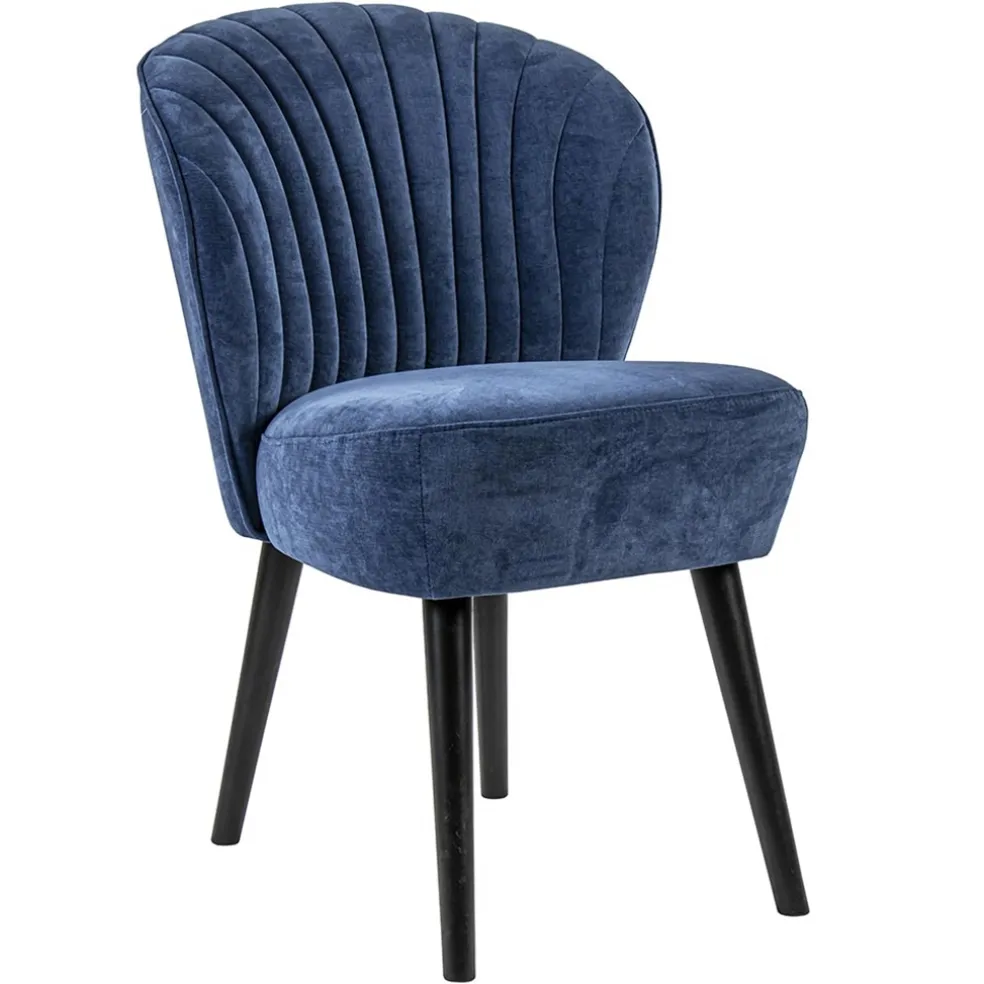 Discount Straluma Trendy eetkamerstoel blauw met zwarte houten poot