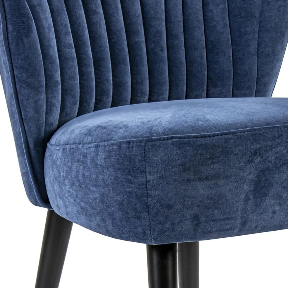 Discount Straluma Trendy eetkamerstoel blauw met zwarte houten poot