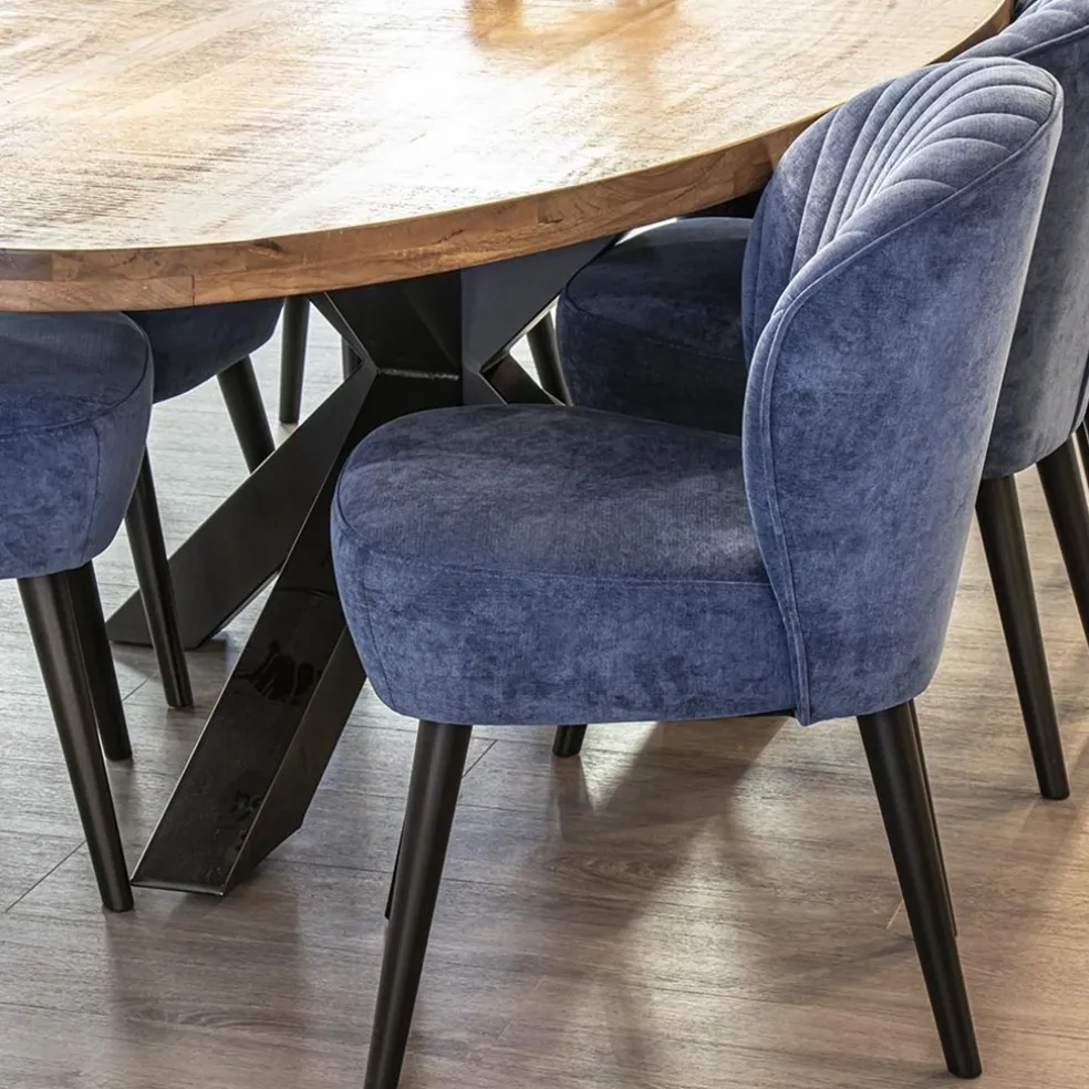 Discount Straluma Trendy eetkamerstoel blauw met zwarte houten poot