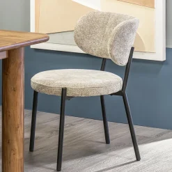 Hot Straluma Trendy eetkamerstoel gemêleerd taupe met zwarte poot