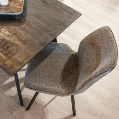 Shop Straluma Trendy eetkamerstoel stof bruin met zwarte poot
