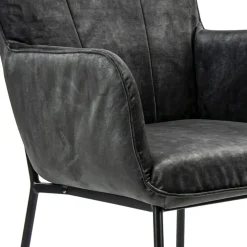 Best Sale Straluma Trendy eetkamerstoel velours antraciet met armleuning