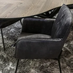 Best Sale Straluma Trendy eetkamerstoel velours antraciet met armleuning
