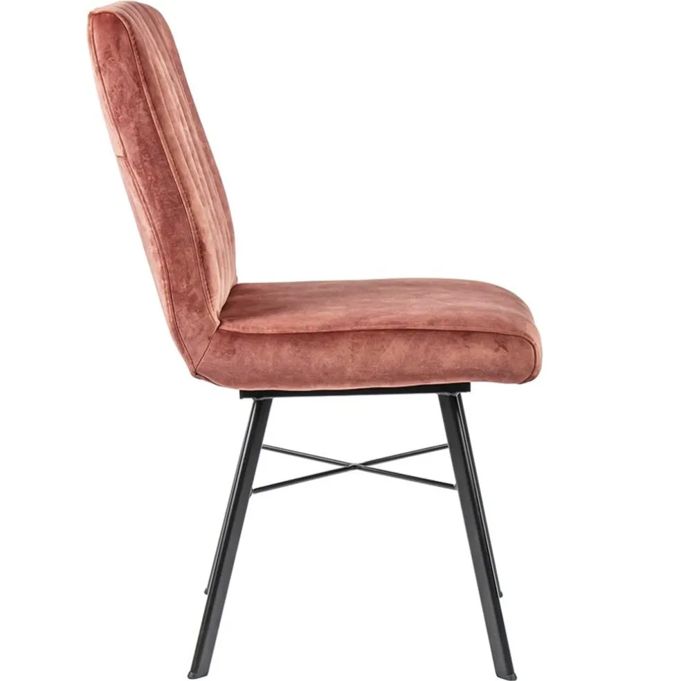 Hot Straluma Trendy eetkamerstoel velvet blush met zwarte pootjes