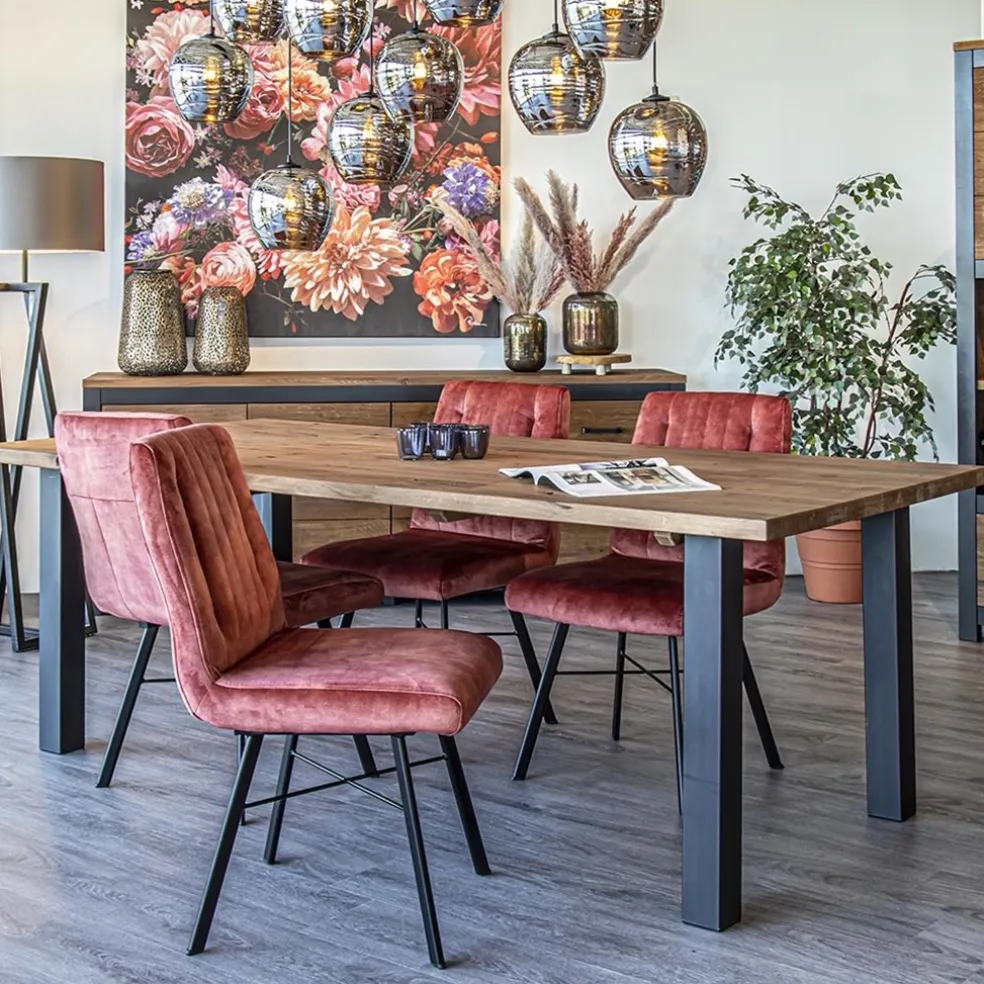 Hot Straluma Trendy eetkamerstoel velvet blush met zwarte pootjes