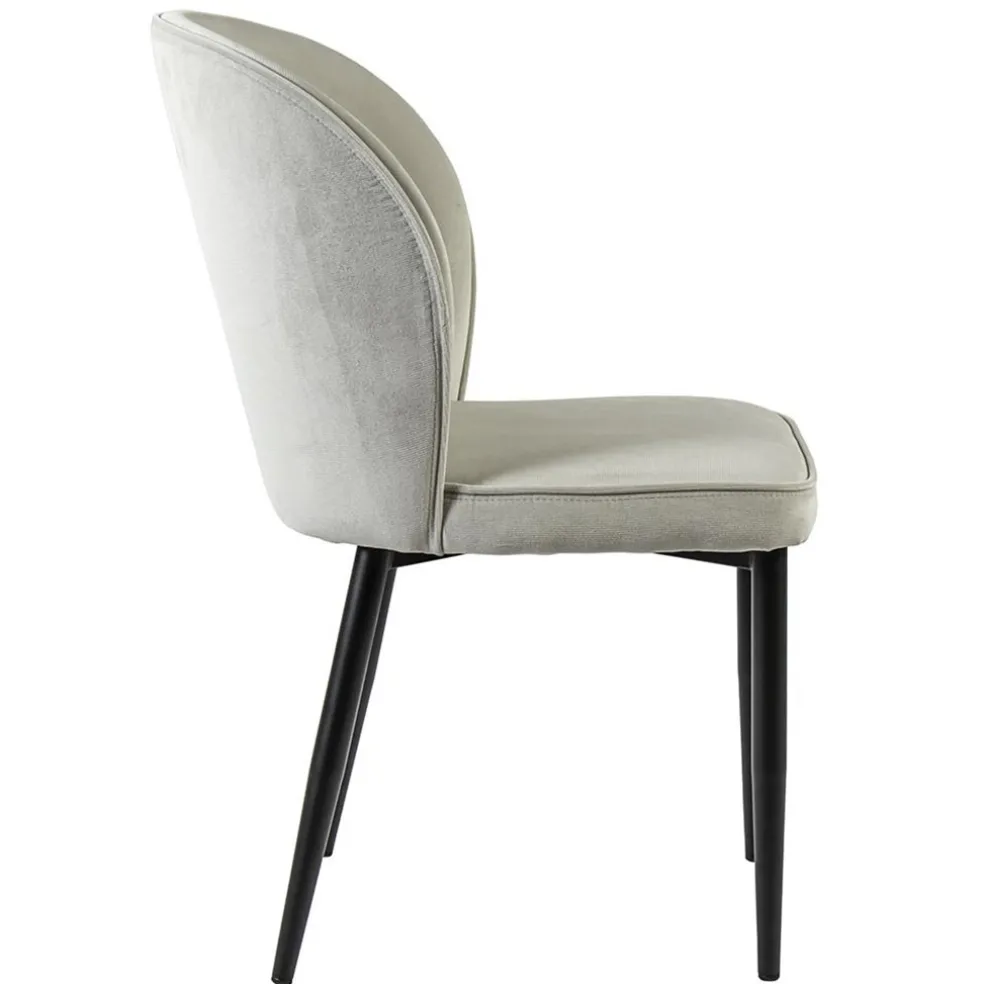 Cheap Straluma Trendy eetkamerstoel wit velours met zwart metalen poot