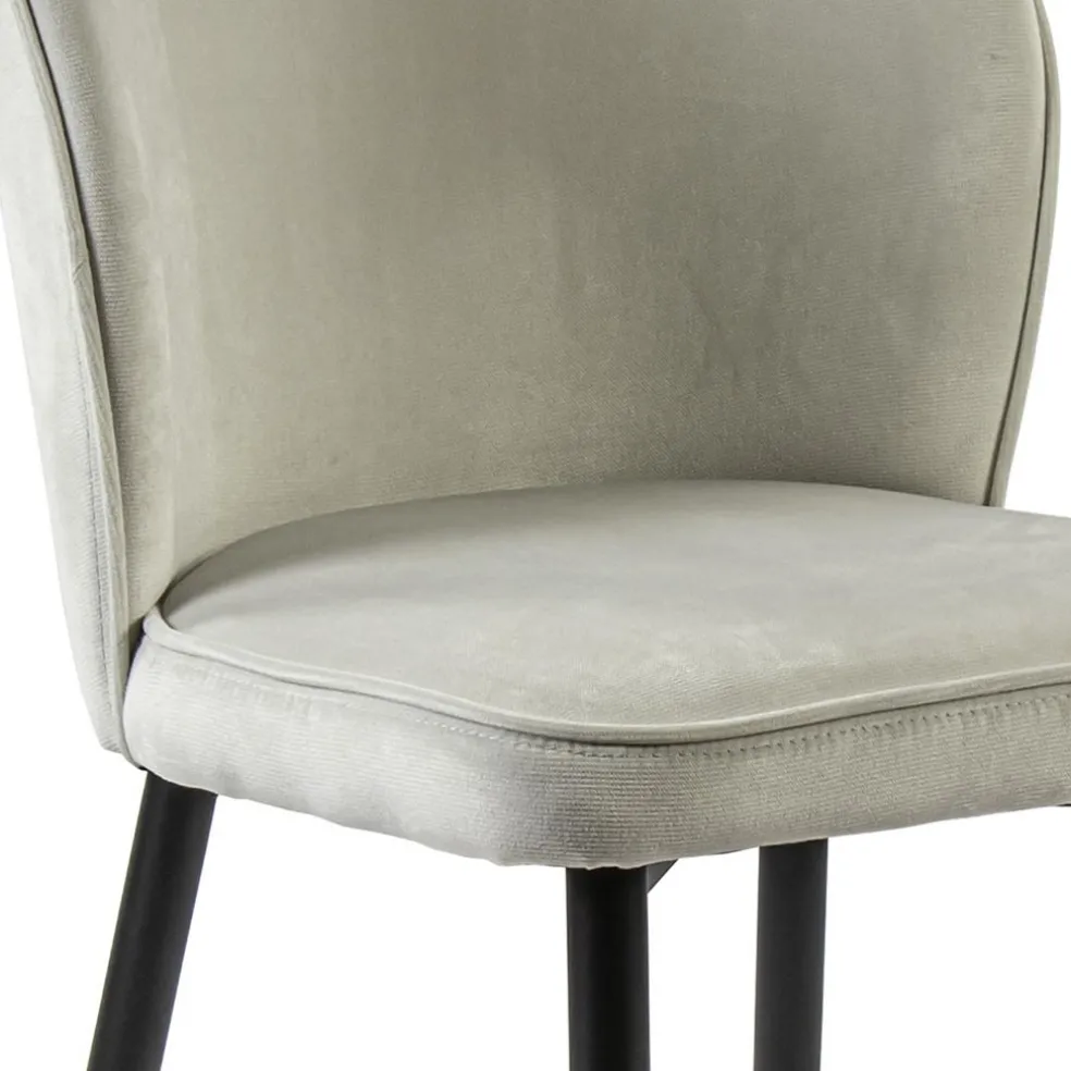Cheap Straluma Trendy eetkamerstoel wit velours met zwart metalen poot