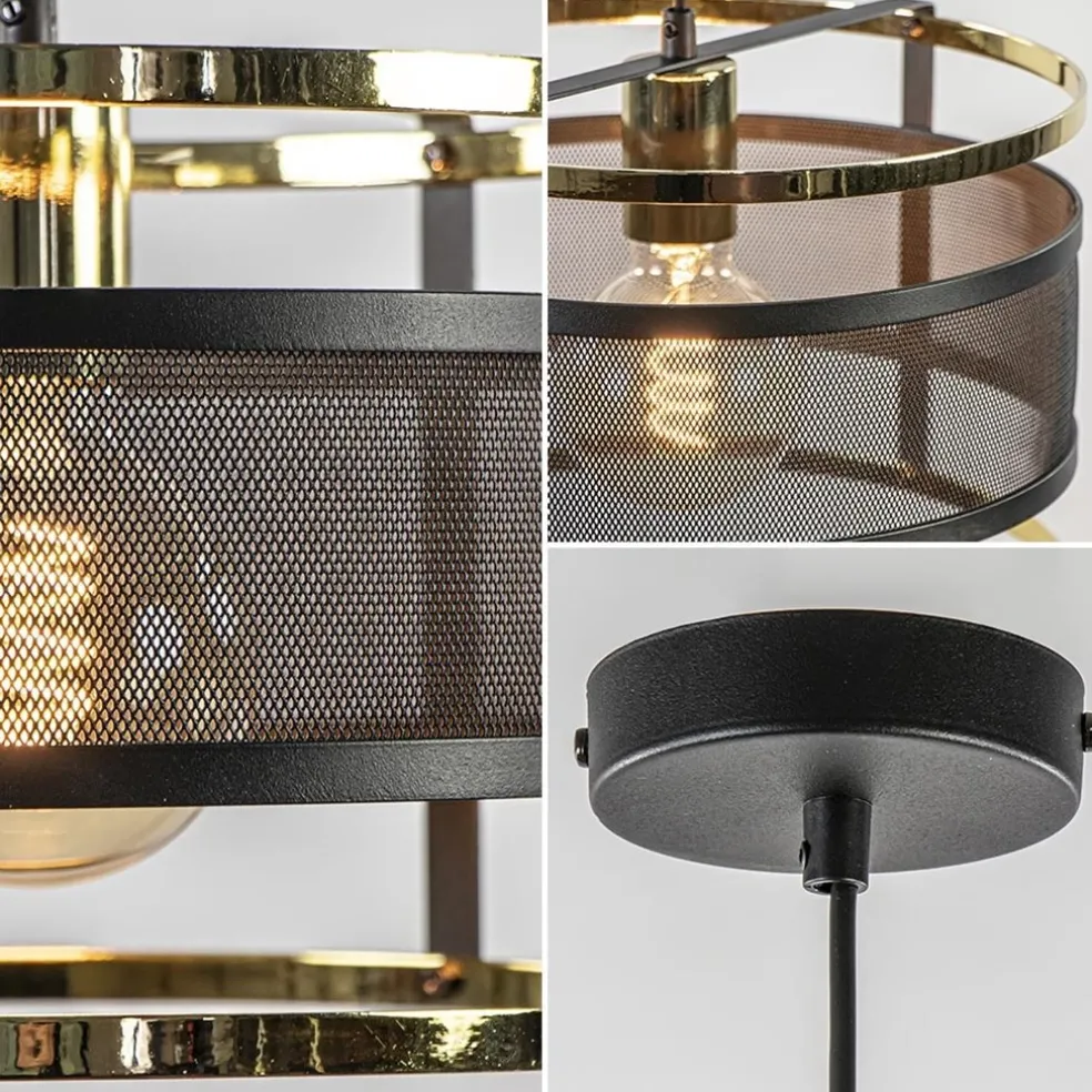 Clearance Straluma Trendy hanglamp mat zwart met hoogglans goud