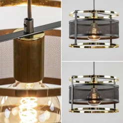 Clearance Straluma Trendy hanglamp mat zwart met hoogglans goud