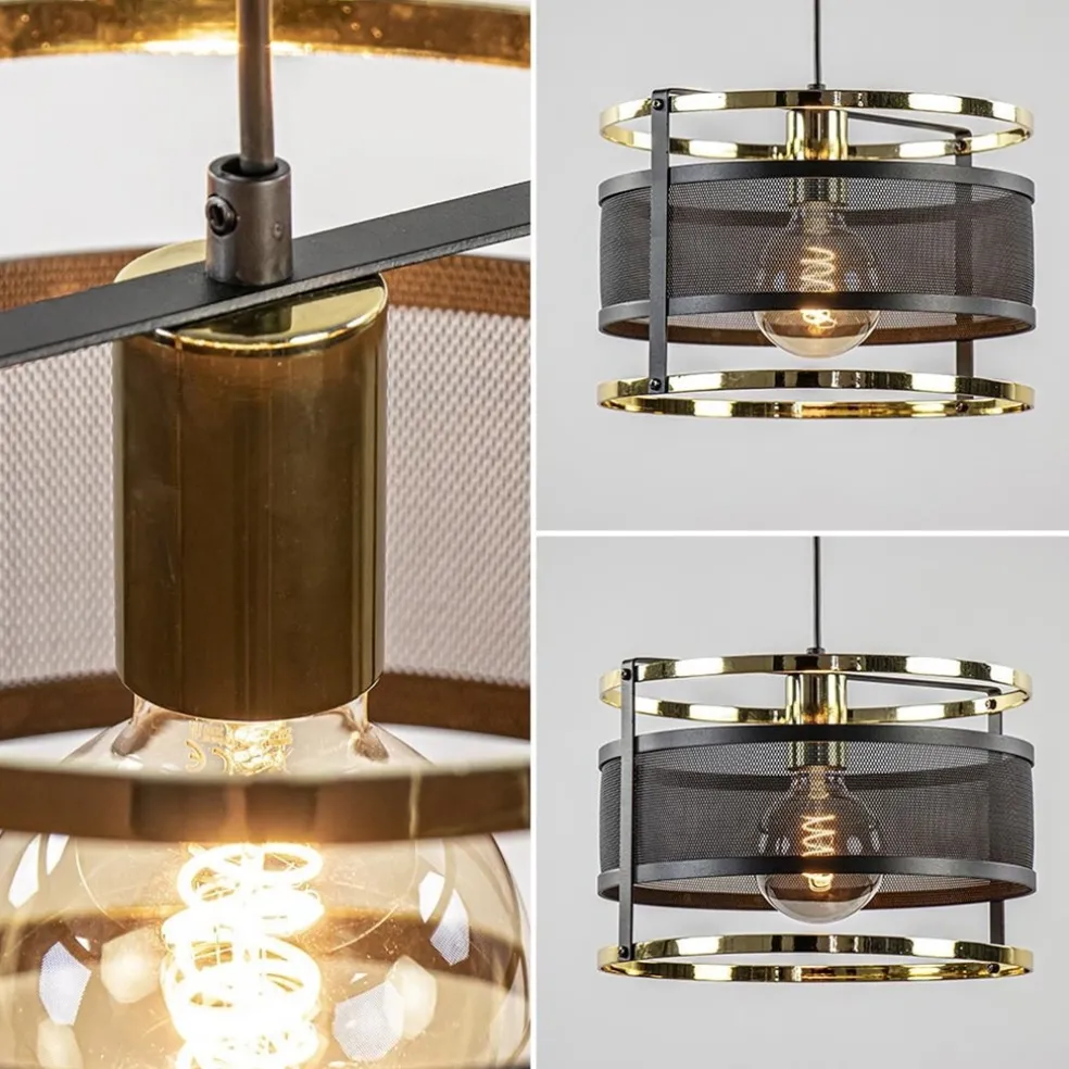 Clearance Straluma Trendy hanglamp mat zwart met hoogglans goud