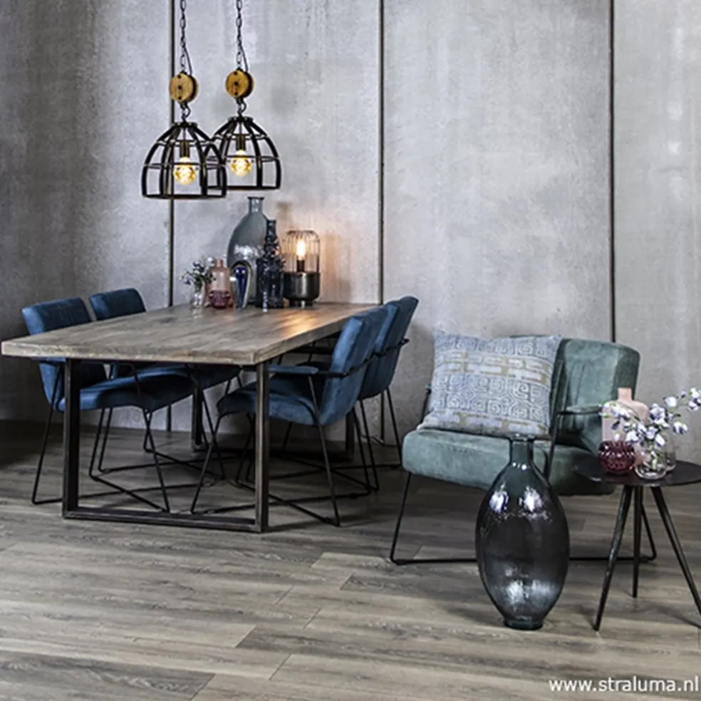 Clearance Straluma Trendy moderne eetkamerstoel metaal/stof