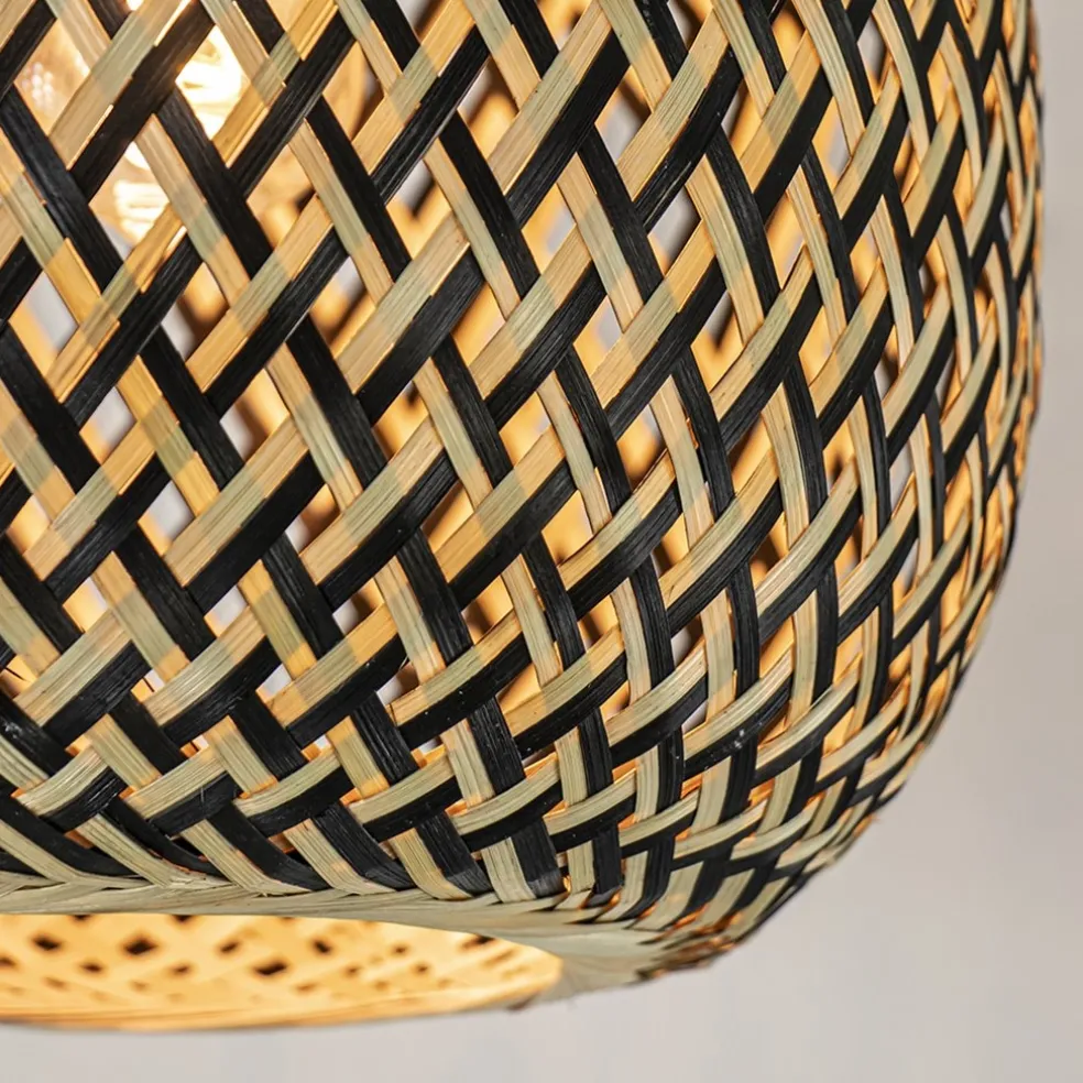 Best Straluma Trendy plafondlamp bamboe naturel/zwart